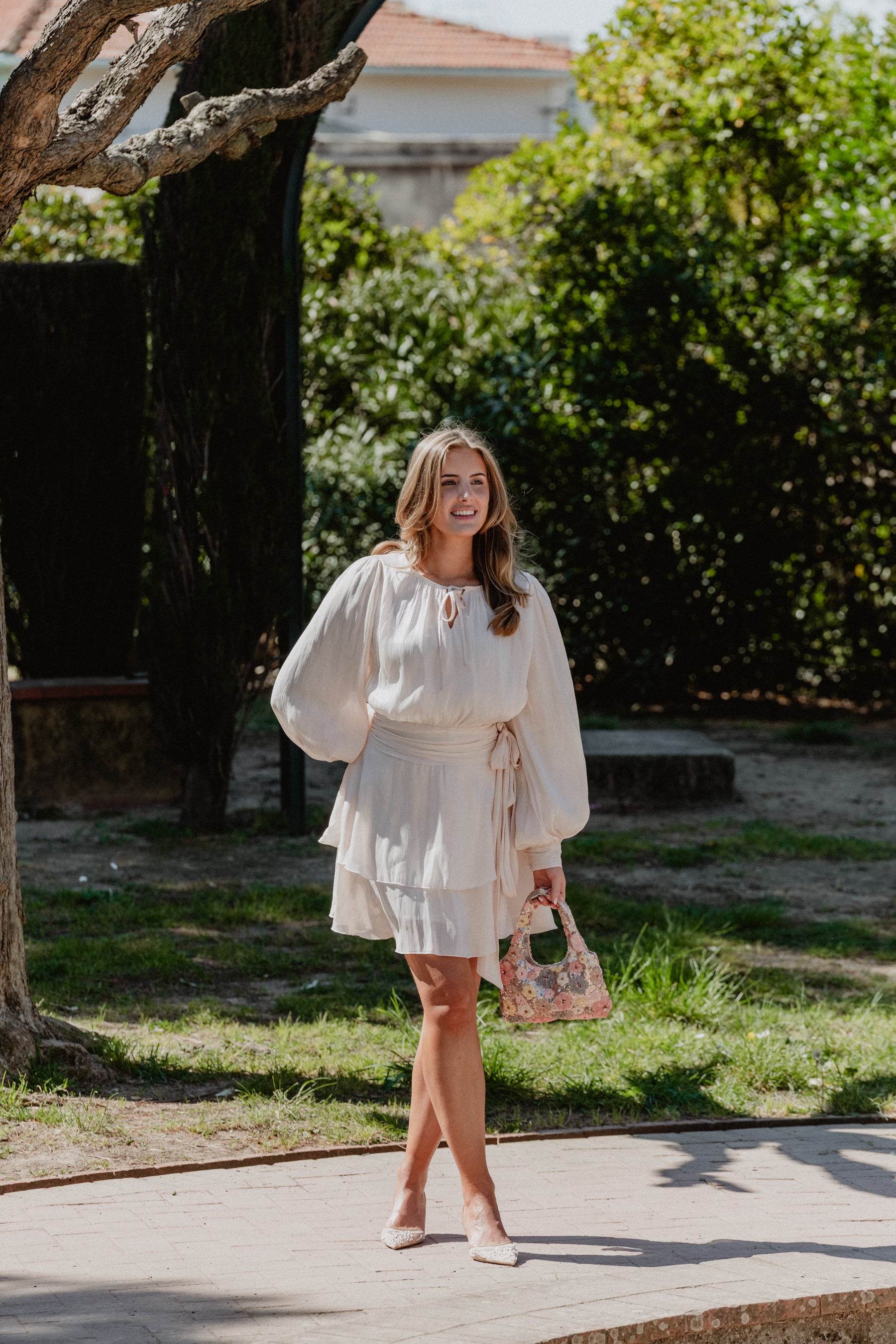 VMELISA Short Dress - White Swan